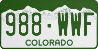 CO license plate 988WWF