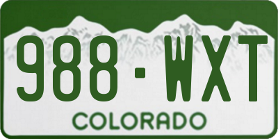 CO license plate 988WXT