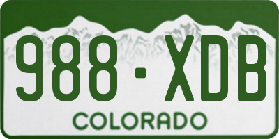 CO license plate 988XDB