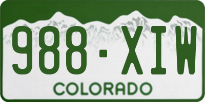 CO license plate 988XIW