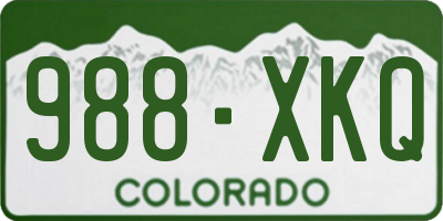 CO license plate 988XKQ