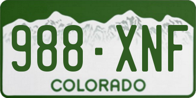 CO license plate 988XNF