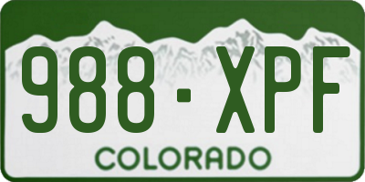 CO license plate 988XPF