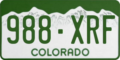 CO license plate 988XRF