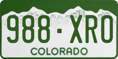 CO license plate 988XRO
