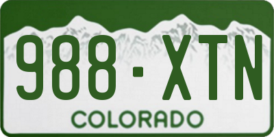 CO license plate 988XTN