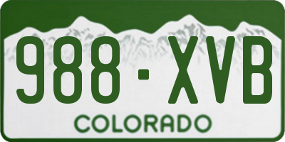 CO license plate 988XVB