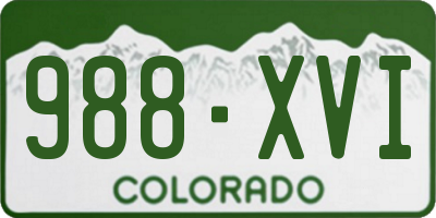 CO license plate 988XVI