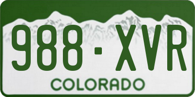CO license plate 988XVR