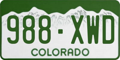 CO license plate 988XWD