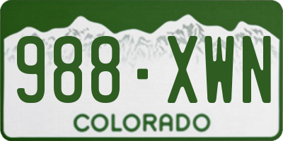CO license plate 988XWN