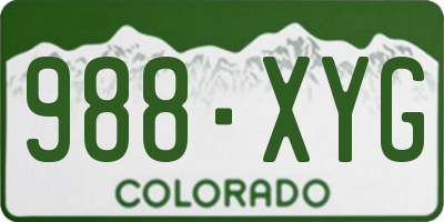 CO license plate 988XYG