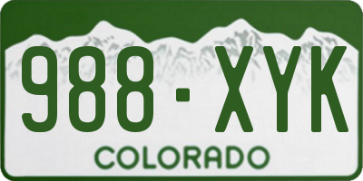 CO license plate 988XYK