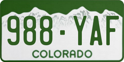 CO license plate 988YAF