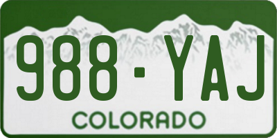 CO license plate 988YAJ