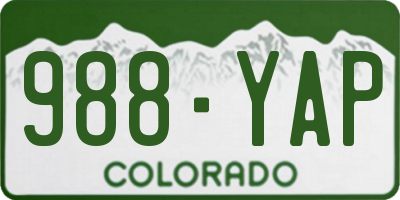 CO license plate 988YAP