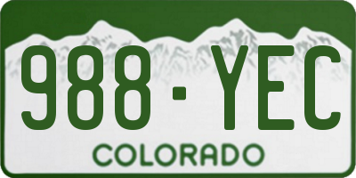 CO license plate 988YEC