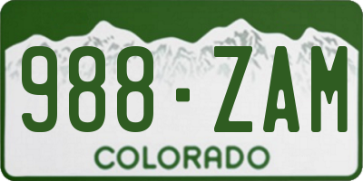 CO license plate 988ZAM
