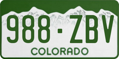 CO license plate 988ZBV