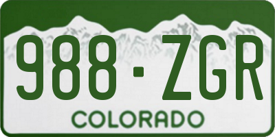 CO license plate 988ZGR