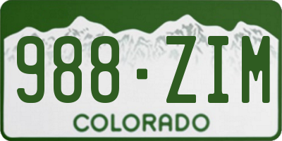 CO license plate 988ZIM
