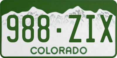 CO license plate 988ZIX