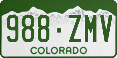 CO license plate 988ZMV