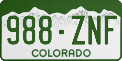 CO license plate 988ZNF