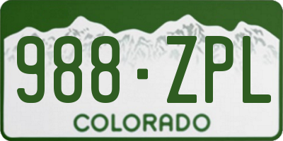 CO license plate 988ZPL