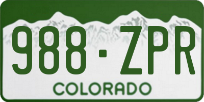 CO license plate 988ZPR