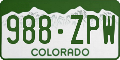 CO license plate 988ZPW