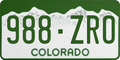 CO license plate 988ZRO