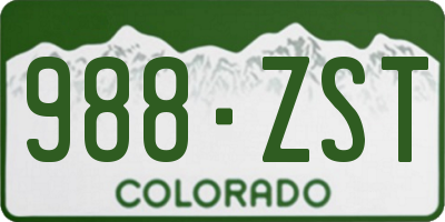 CO license plate 988ZST