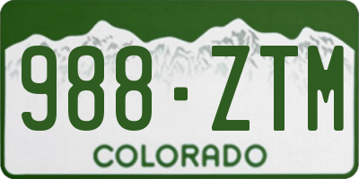 CO license plate 988ZTM