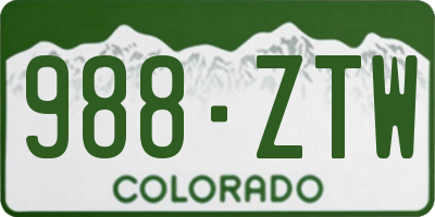 CO license plate 988ZTW
