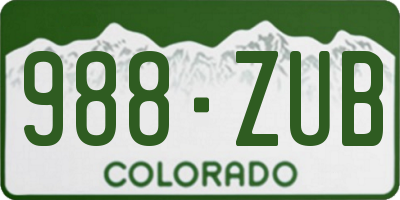 CO license plate 988ZUB