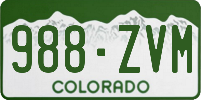 CO license plate 988ZVM
