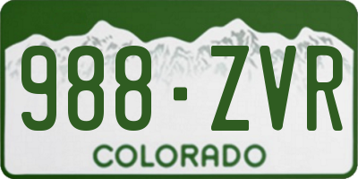 CO license plate 988ZVR