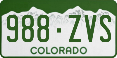 CO license plate 988ZVS