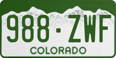 CO license plate 988ZWF