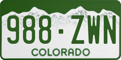 CO license plate 988ZWN