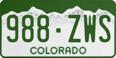 CO license plate 988ZWS