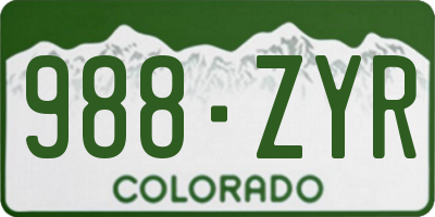 CO license plate 988ZYR