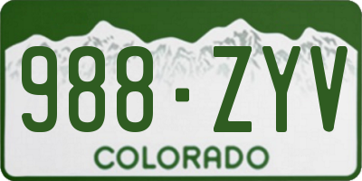 CO license plate 988ZYV