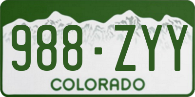 CO license plate 988ZYY