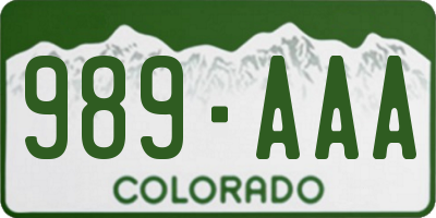 CO license plate 989AAA