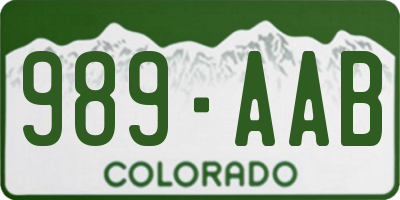 CO license plate 989AAB