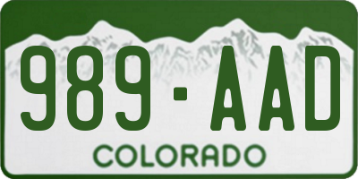 CO license plate 989AAD