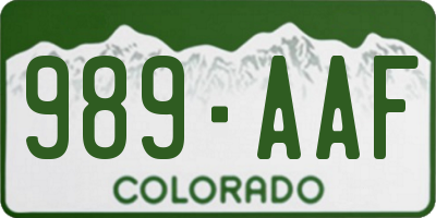 CO license plate 989AAF