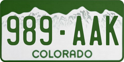 CO license plate 989AAK